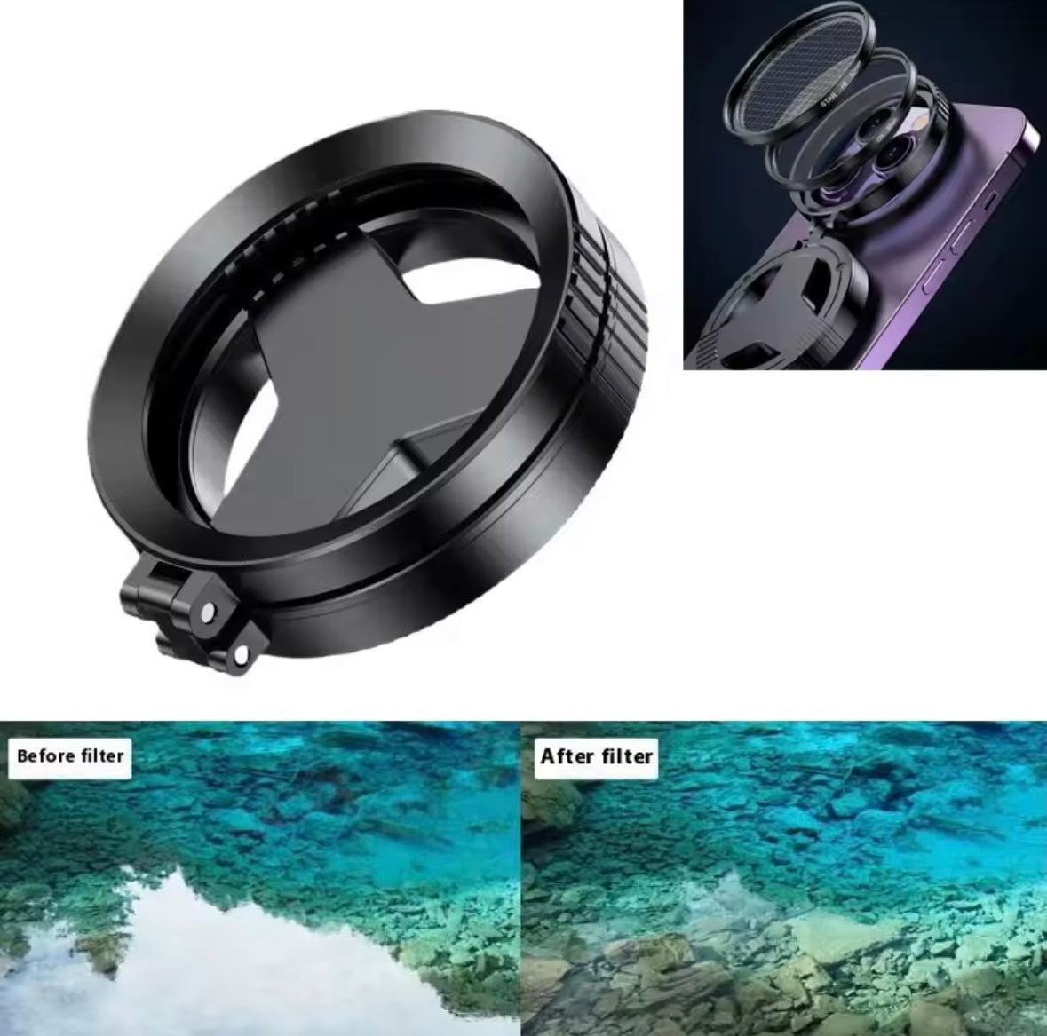 Filtr CPL 52mm z uchwytem MagSafe — profesjonalny obiektyw do telefonu