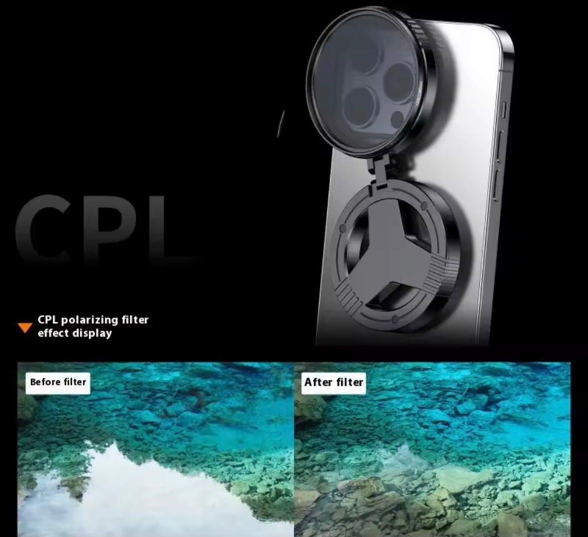 Filtr CPL 52mm z uchwytem MagSafe — profesjonalny obiektyw do telefonu